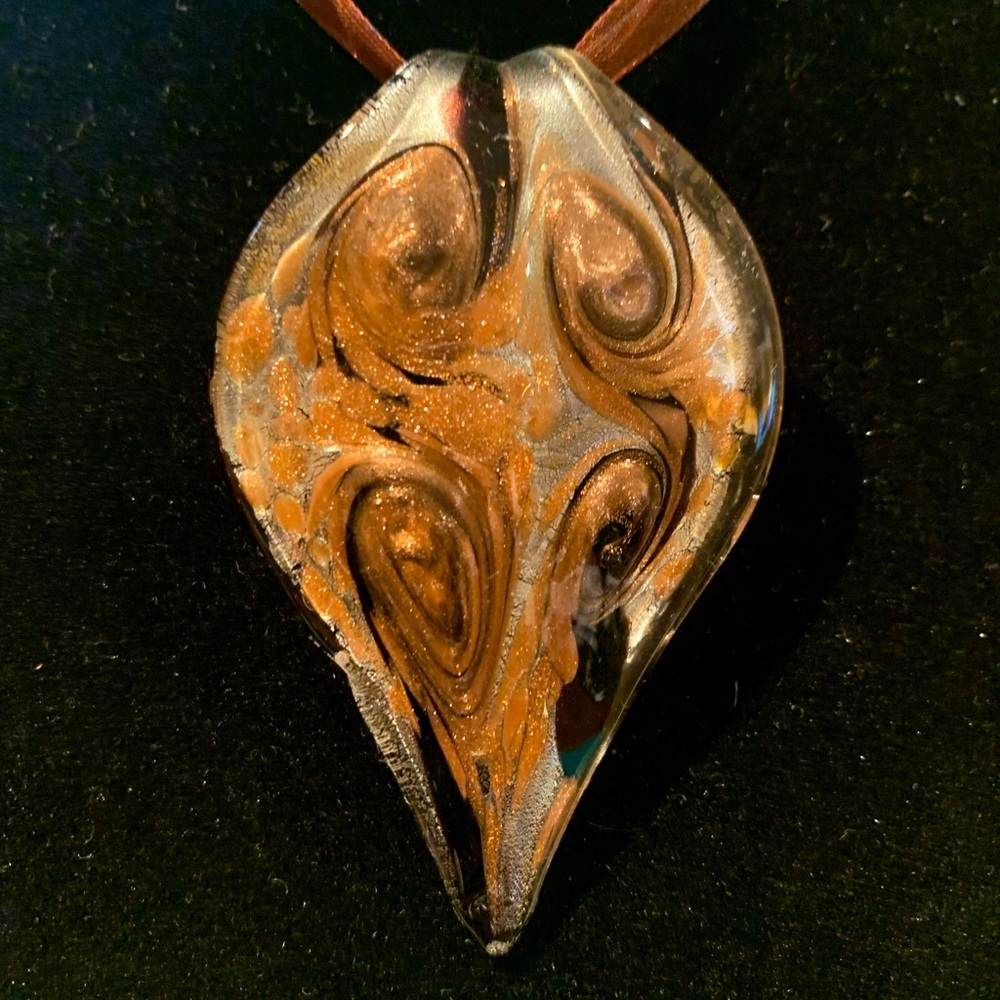 Artisan glass teardrop necklace